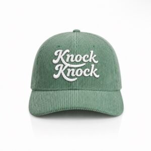 Corduroy green "Knock Knock" Cap